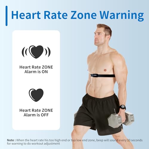 EZON Heart Rate Monitor Chest Strap and Digital Watch T037,5ATM Waterproof Fitness Tracker with HRM,Calories Burned,Stopwa...