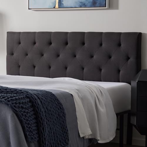 Lucid Mid-Rise Upholstered Headboard - Diamond Tufted - Padded Polyester - Adjustable Height from 34” to 46” - Easy Assemb...