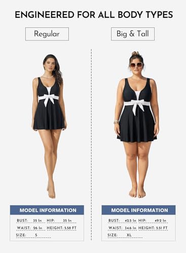 Aleumdr Women Printed Two Piece Tankini Swimsuits Tummy Control Swim Dress High Waisted Boyshort with Pockets