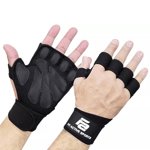 Fit Active Sports New Ventilated Weight Lifting Workout Gloves with Built-in Wrist Wraps for Men and Women - Great for Gym...