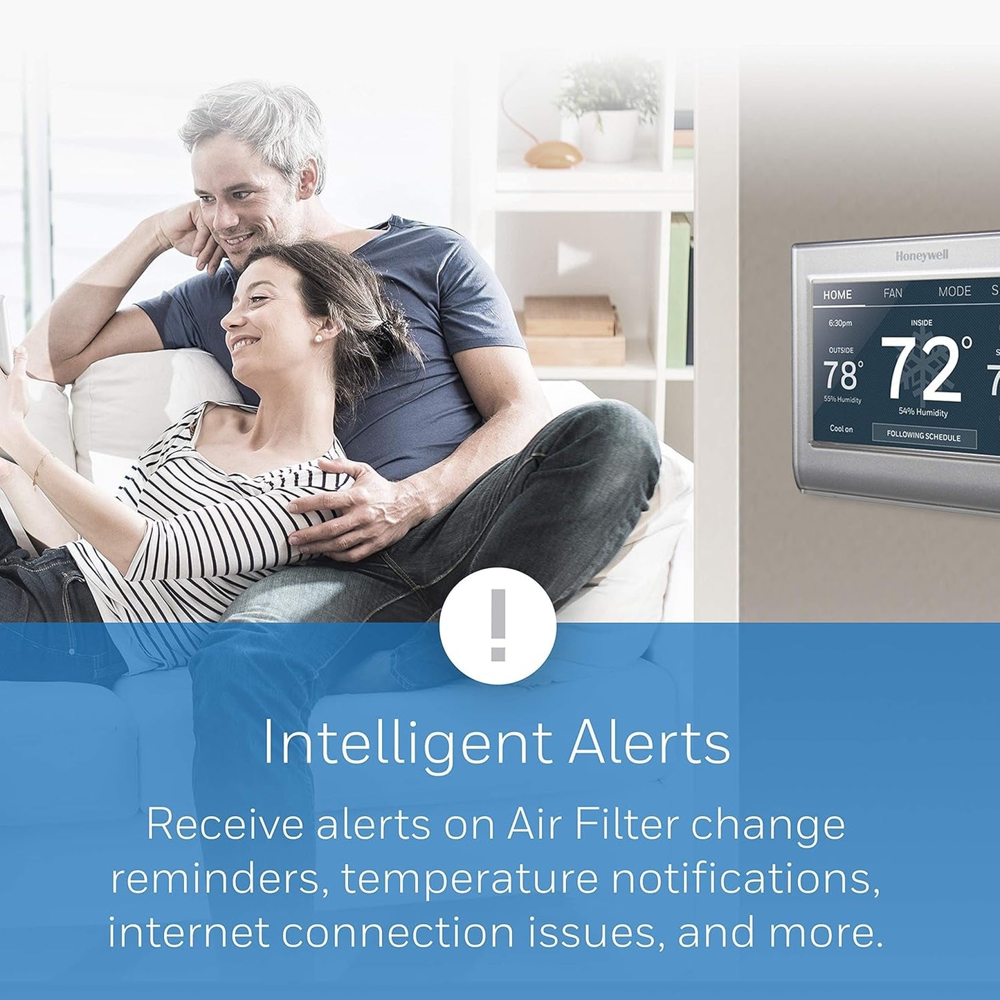 RTH9585WF1004 Wi-Fi Smart Color Thermostat, 7 Day Programmable, Touch Screen, Energy Star, Alexa Ready, Gray