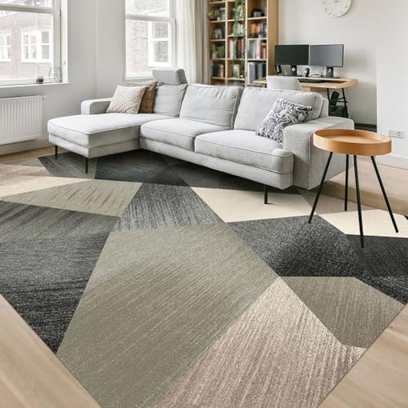 Washable Modern Area Rug - Geometric Style 9X12 Rugs for Living Room, Bedroom, Machine Washable Rug Soft Non Slip Non Shedding Area Rug - Green, 9'X12'