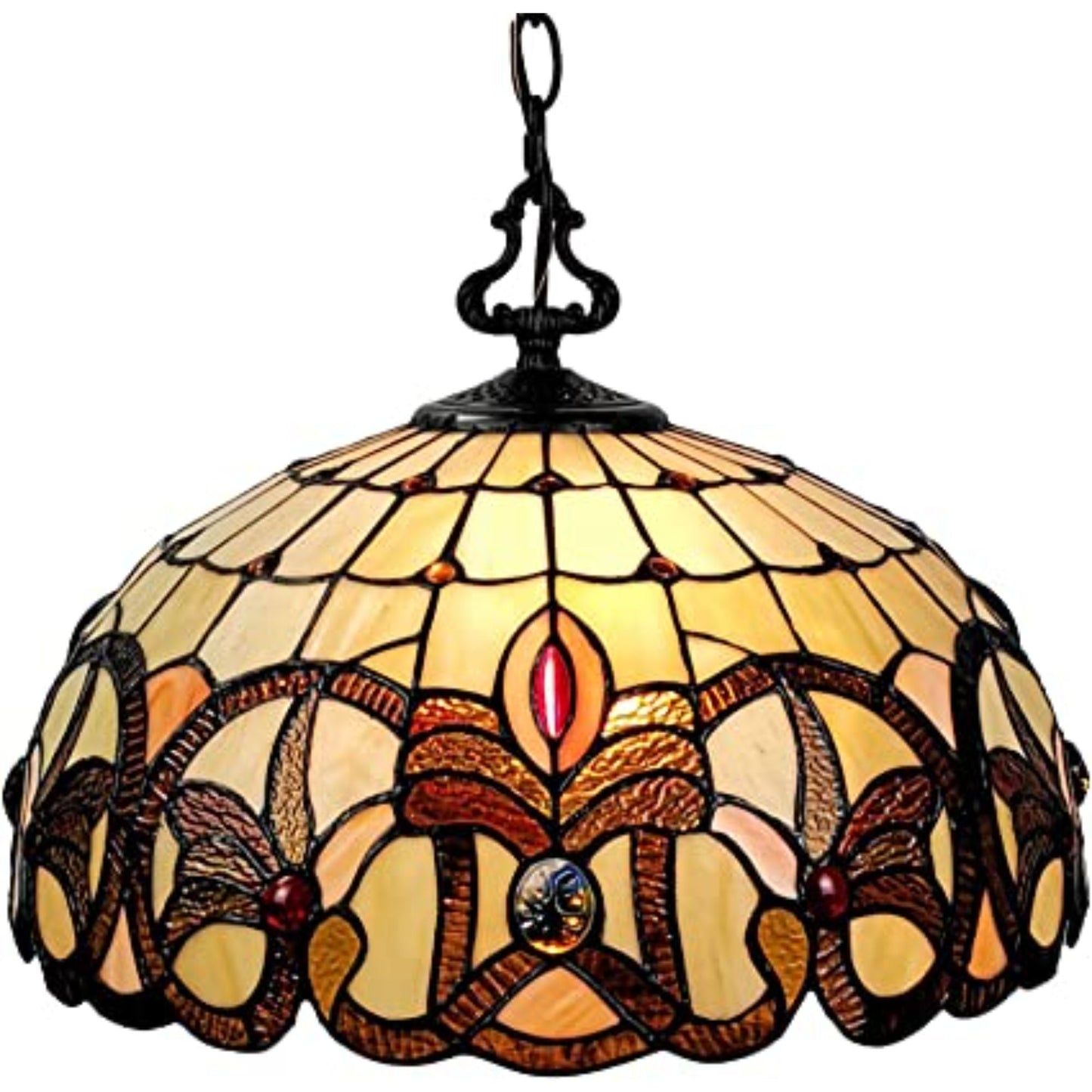 16 Tiffany Style Stained Glass Two Light Glass Dimmable Ceiling Light