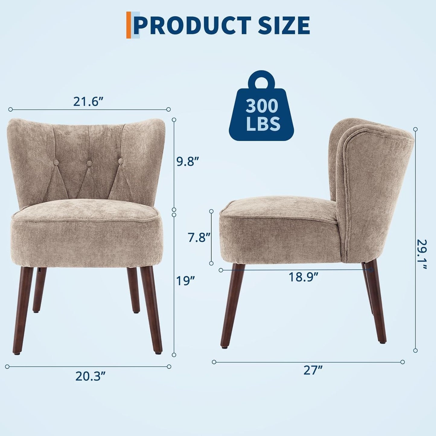 Accent Chairs for Living Room, Mid-Century Wooden Fabric Living Room Chairs, Side Chairs for Living Room, Bedroom, Reading Nook