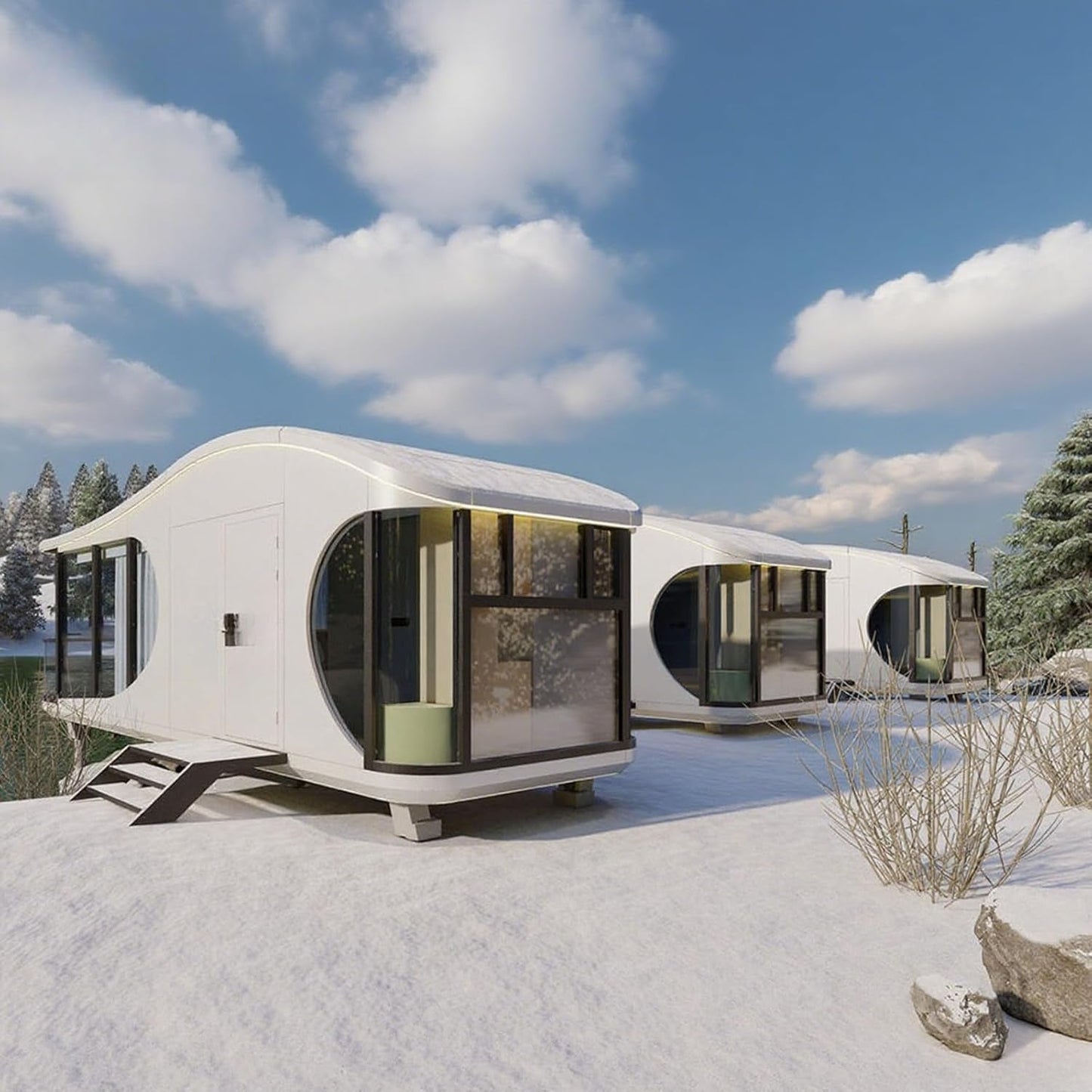 18FT Prefab Tiny Home, Container Movable House with 1 Bathroom, 1 Bedroom, Luxury Prefab Tiny House to Live in for Adults, Modular Guest Home, Office. No Assembly Needed