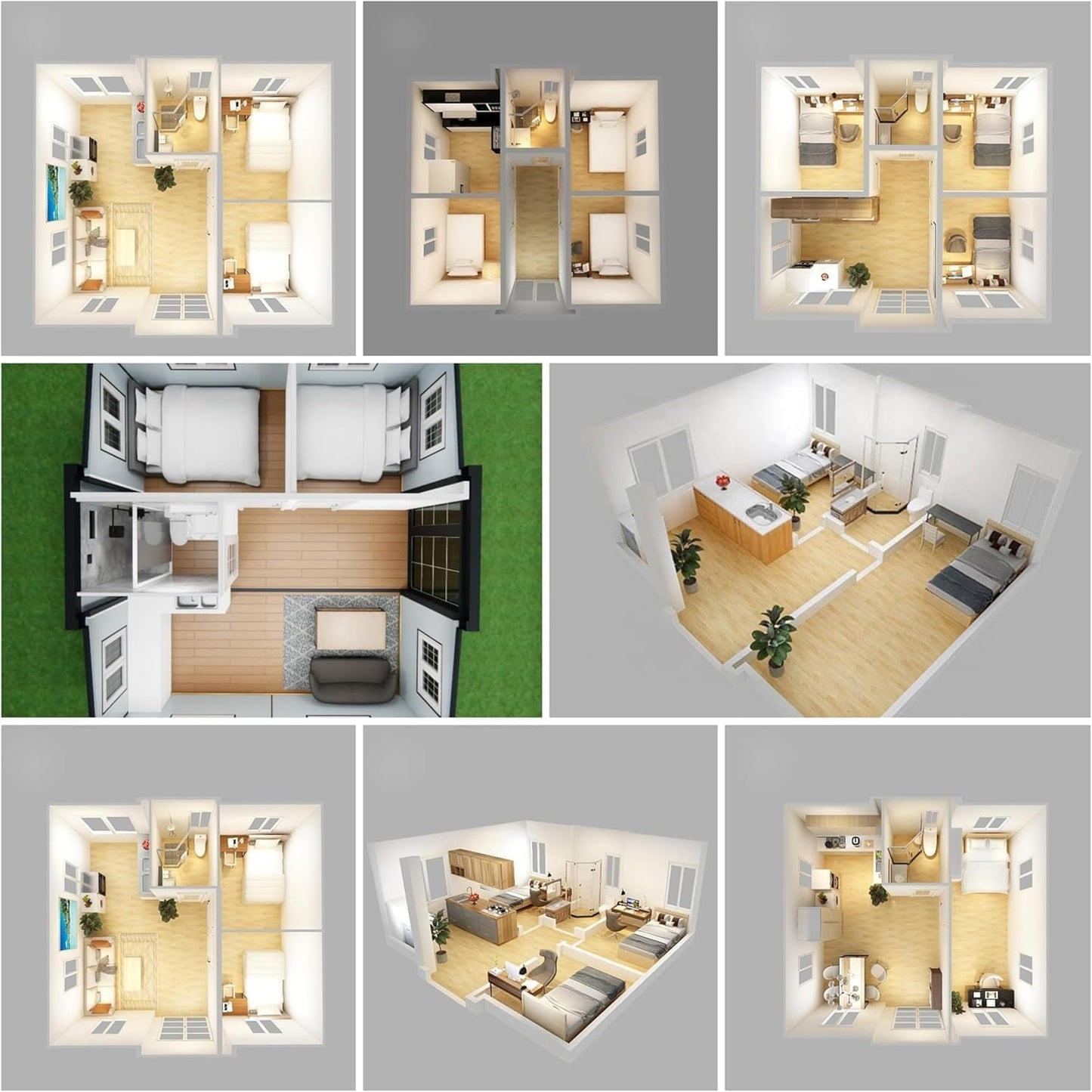 Prefab Tiny Home for Sale, Modern 20Ft &40Ft Expandable Container Tiny House to Live in for Adults Prefabricated Mobile Houses with 2-4 Bedrooms & Full Bathroom Kitchen Modular Home for Guest Homes