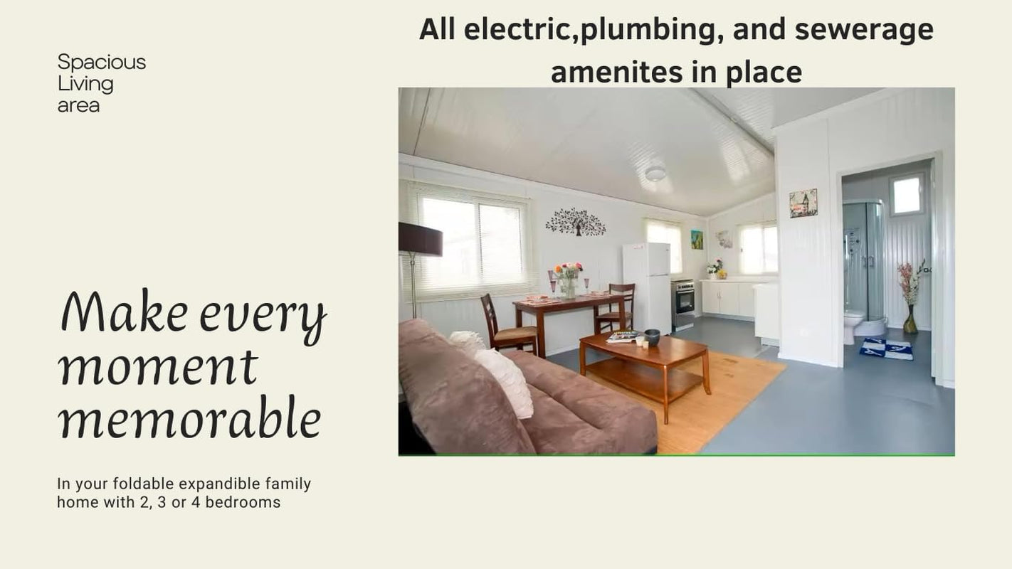 SEQ 20FT by 20Ft Tiny House to Live In, Portable Container Prefab House with 3 Bedrooms,1 Fully Equipped Bathroom, and Kitchen. 4 in 1 Foldable, Movable, Expandible,Weather-Resistant 30 Years Life
