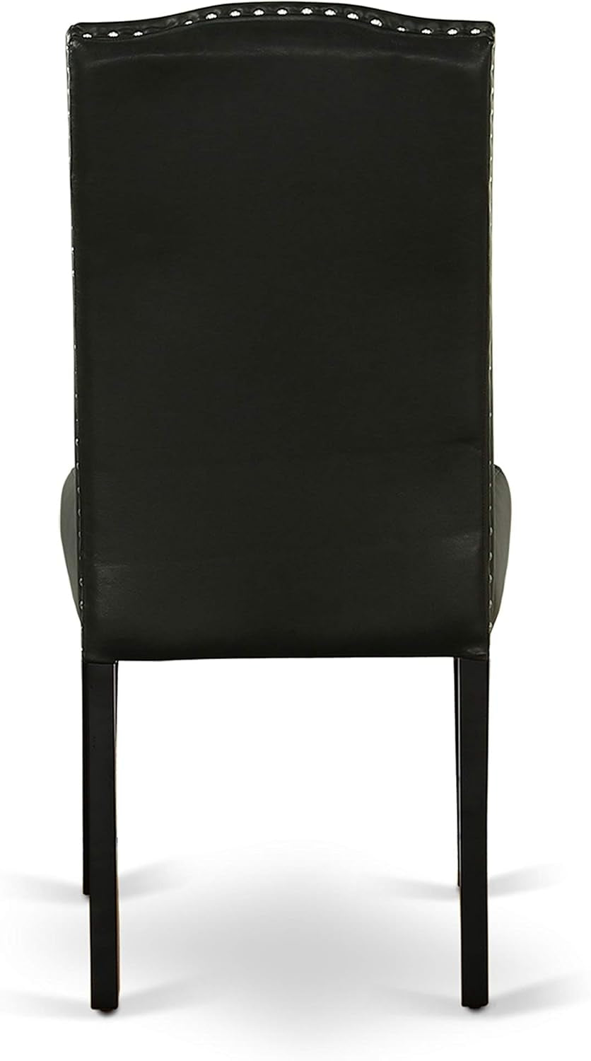 DUEN7-BLK-69 7 Piece Dining Table Set Consist of a Rectangle Kitchen Table and 6 Black Faux Leather Parson Dining Chairs, 36X60 Inch, Black