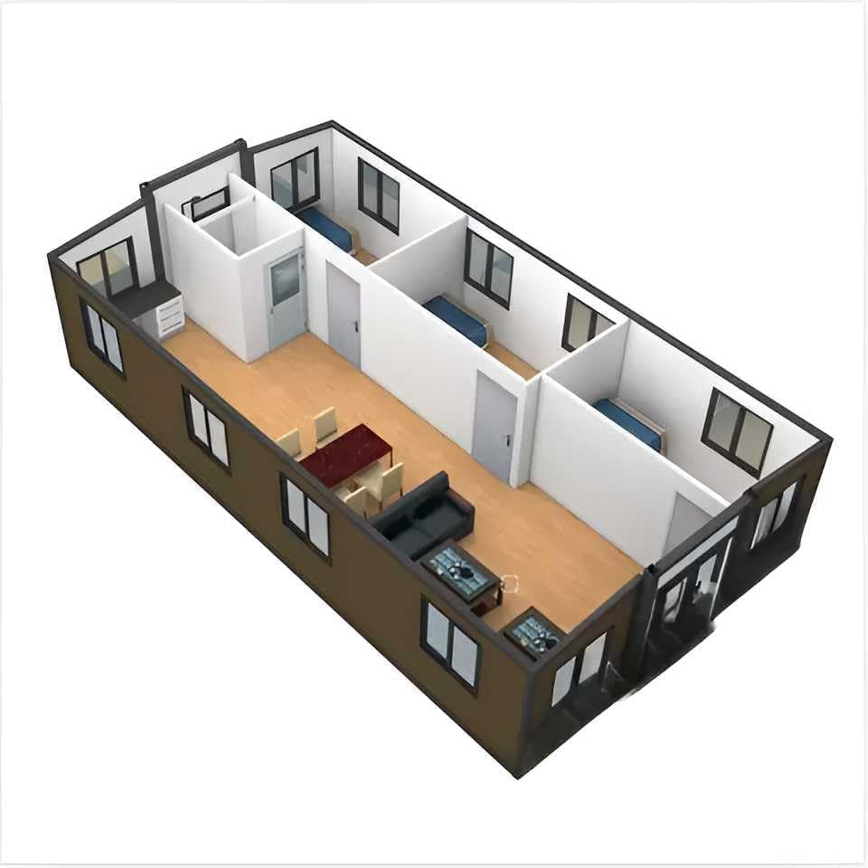 Prefab Tiny Homes for Sale, Extendable Container House Casas Prefabricadas Para Vivir 20Ft 40Ft Foldable Modular House with 2-3 Bedrooms, Kitchen and Bathroom Tiny Houes to Live in for Adults