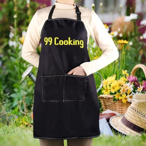 WCGXKO OSRS 99 Cooking Kitchen Apron OSRS Fans Gift 99Cooking Baking Gift for Gamer