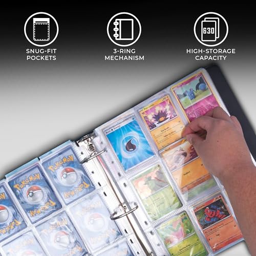 CardGuard 9-Pocket Card Sleeves Binder Sheets, 70 Count – Clear PVC-Free, Acid-Free Protector Sheets for Pokémon, YuGiOh, ...