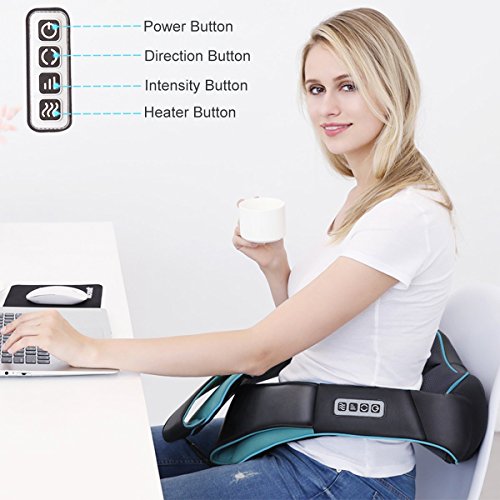 Mo Cuishle Shiatsu Back Shoulder and Neck Massager with Heat, Electric Deep Tissue 4D Kneading Massage, Best Gifts for Wom...