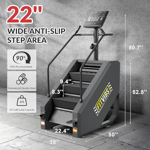Fitvids Stair Stepper Machine, Commercial Grade Stair Climber with 15 Resistance Levels, Continuous Stair Stepping Machine...