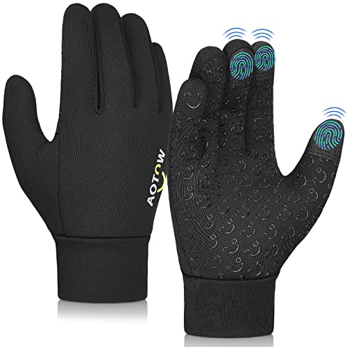 Kids Winter Warm Sports Gloves - Cold Weather Water-Resistant Children Mittens Age 4 12 Years Boys Girls Black