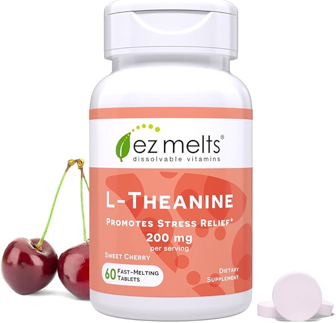 EZ Melts Dissolvable L-Theanine 200 mg, Sugar-Free, 1-Month Supply