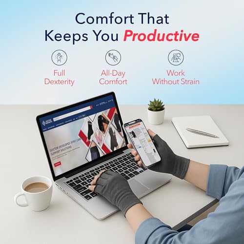 Doctor Developed Compression Gloves for Women and Men, Open-Finger Arthritis Gloves, Typing Gloves, Arthritis & Carpal Tunnel