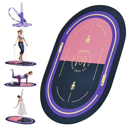 ENSTIFY Jump Rope Mat, Large Format Non Slip Mat, Home Workout Exercise Mat, Floor Protect Durable, 63x39x0.31 Inch, Bonus...