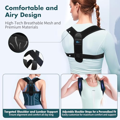 GROKIE Posture Corrector for Women and Men – Adjustable Back Brace for Posture Support, Upper Back, Clavicle and Shoulder ...