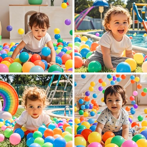 PlayMaty Ball Pit Balls - Colorful Ocean Pool Toys for Kids, Phthalate & BPA Free, 100pcs for Toddler Playhouse, Tent, or ...