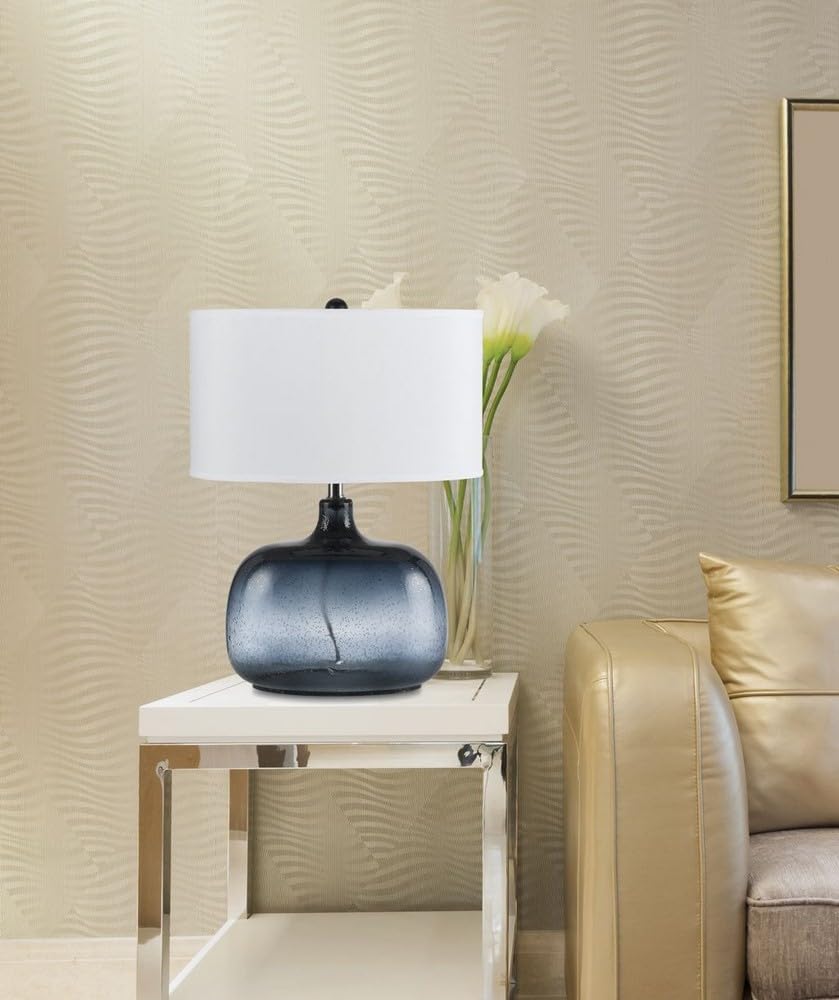 Cal Lighting Christi Glass Table Lamp, 18x11x24.25 inches, Navy Blue, Model BO-2263TB