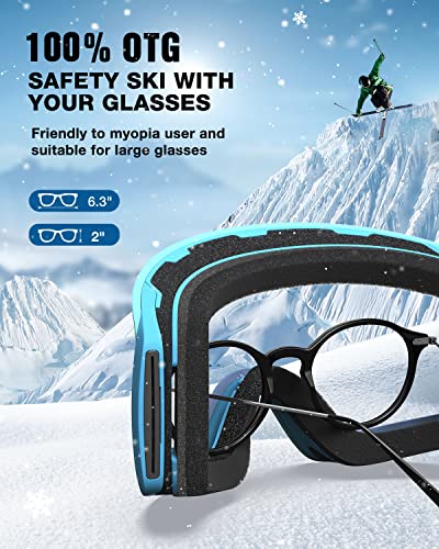 ZIONOR Ski Goggles, X12 100% OTG Snow Goggles Detachable Lens for Men Women Adult