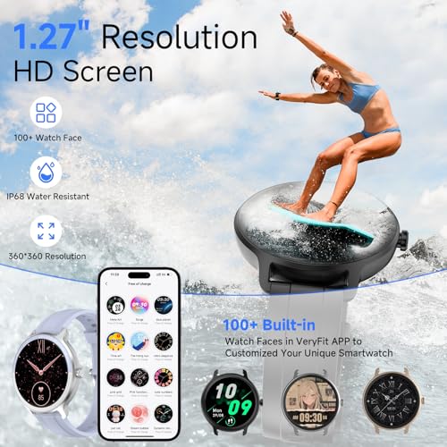 PROTKPETS Smart Watches for Women Men 1.27" HD Fitness Tracker with Heart Rate/Sleep/Step/SpO2 Monitor, IP68 Waterproof Wa...