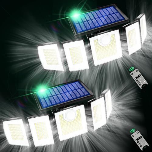 Solar Lights Outdoor Waterproof Motion Sensor - 416 LEDs 3000 Lumens Super Bright 3 Brightness 3 Modes 2400mAh 360° Illumi...