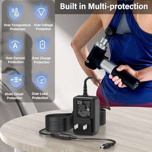 Massage Gun Charger Replacement Fit for VYBE Pro Handheld Percussion Massager Gun 24V, Power Cord AC Adapter for Vybe Pro ...