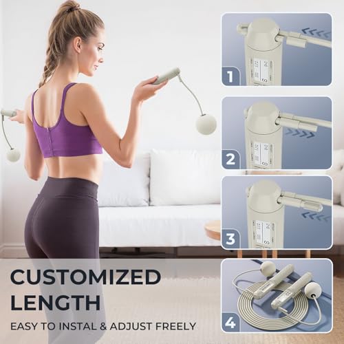ZECELIKO Smart Jump Rope with LED Display and Jump Counter, Weighted Cordless Design for Home Gym & HIIT, Adjustable Steel...
