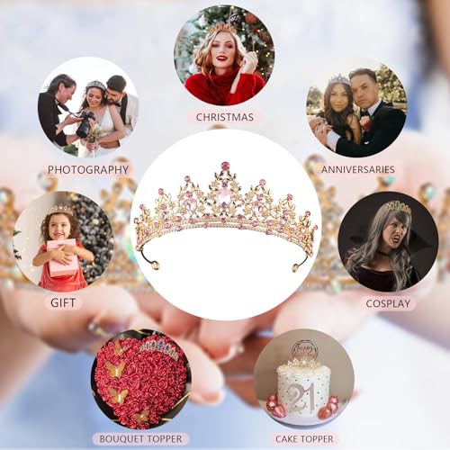 Crystal Tiara for Women and Girls – Rhinestone Princess Crown Headband Bridal Hair Accessories for Wedding, Birthday