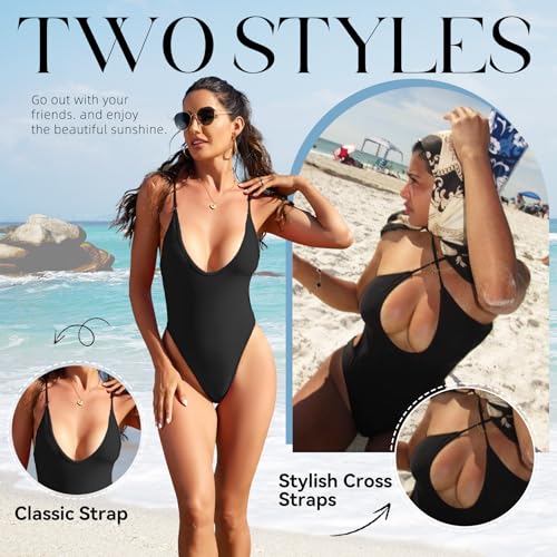 Zando V-Neck Swim Suits for Women 2025 Sexy One Piece Swimsuit for Women Cheeky One Piece Swimsuits for Women