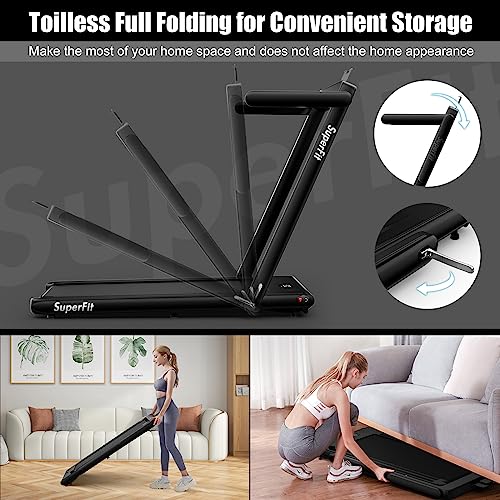 Goplus 2 in 1 Folding Treadmill, 2.25HP Superfit Under Desk Electric Treadmill, Installation-Free with Remote Control, APP...