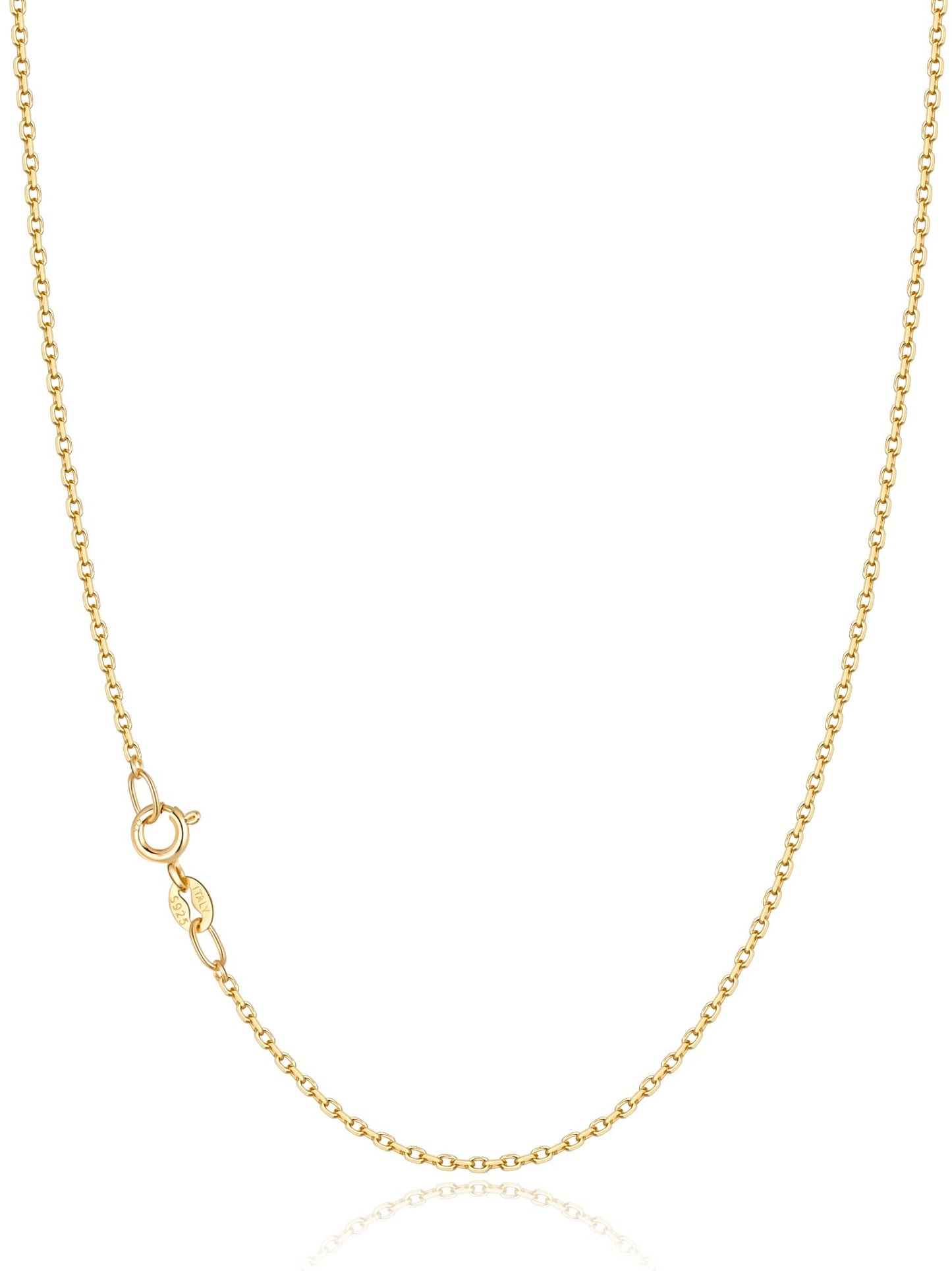 Jewlpire 18k Over Gold Chain Necklace for Women, 1.2mm Cable Chain Gold Chain Sturdy & Shiny Women's Chain Necklaces, 22 Inches