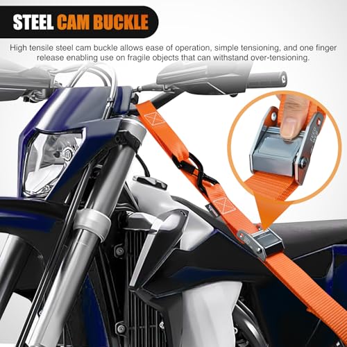 Nilight Motorcycle Tie Down Straps 1.5”×8’ Heavy Duty Cambuckle with Soft Loops Safety S-Hooks 3084Lbs Break Strength for ...