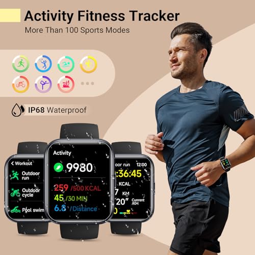 Smartwatch for Women/Men, Compatible with Android & iPhone, 1.8'' Fitness Tracker Watch with Alexa, Call & Notification Al...