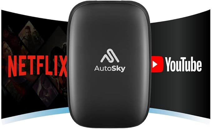AutoSky AI Box Lite – Wireless CarPlay & Android Auto Adapter, Plug-and-Play, Fast Connection, Stable Performance, Stream ...