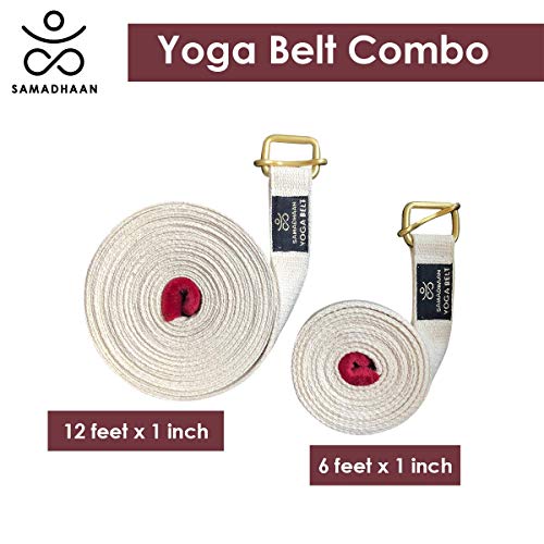 Samadhaan Yoga Strap with Durable Sliding Brass Buckle | Strong & Secure Yoga Strap | Double Thickness Adjustable Yoga Bel...