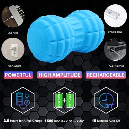 JIEJUNJIE Vibrating Peanut Massage Ball – Back, Neck, Hip, Calf, Leg & Foot Muscle Roller, Trigger Point Massage Ball for ...