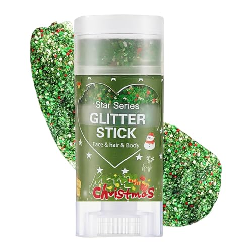 Christmas Body Glitter Stick,Face Hair Glitter Makeup for Women,Waterproof Christmas Hair Glitter,Singer Concert Festival ...