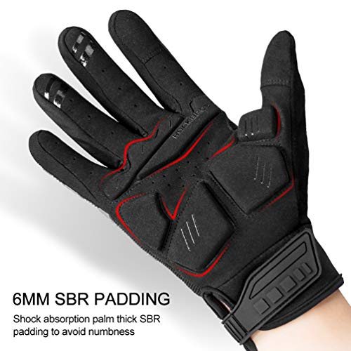ROCKBROS Mountain Bike Gloves with Gel Pad Touch Screen Knuckle Protection for BMX MX ATV MTB Racing Black