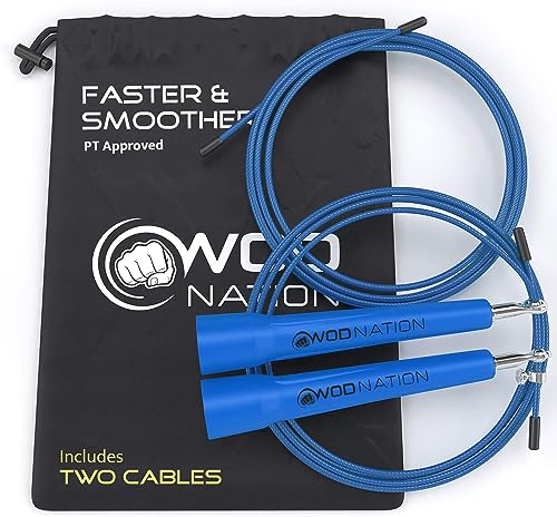 WOD Nation Adjustable Speed Jump Rope For Men, Women & Children - Blazing Fast Fitness Skipping Rope Perfect for Boxing, M...