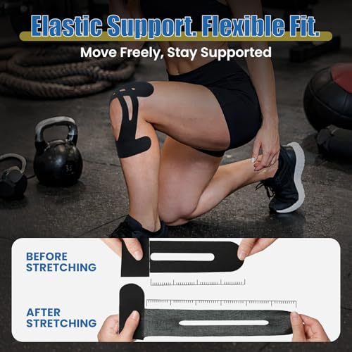 TASZOOS Pre-Shaped Kinesiology Tape for Knees - 14Pcs Waterproof Knee Tape for Knee Pain Relief, Knee Support - Elastic & ...