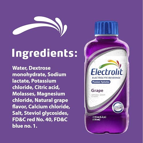 Electrolit, Electrolyte Beverage, Grape, 21 Fl Oz bottle (Pack of 12)
