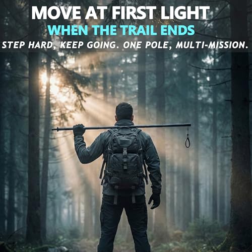 Aluminum Tactical Hiking Stick, 8-Section Adjustable Walking Staff with Accessory Storage, Modular Trekking Pole Kit for H...