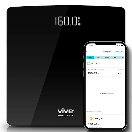 Vive Precision Smart Scale – Digital Bathroom Scale for Body Weight with Bluetooth & Vive App Sync – Accurate Health Monit...
