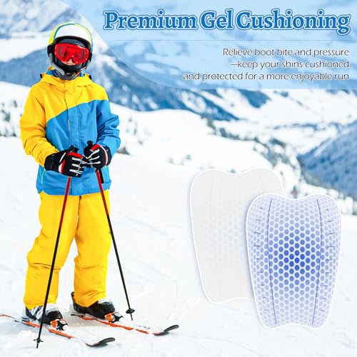 YIBOBO 2/4/6/8 Pcs Ski Shin Guards for Boots, Gel Shin Pads for Ski & Snowboard, Lightweight Reusable Shin Protectors for ...