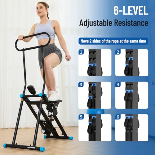 HXD-ERGO Stair Stepper for Home, New Version 6 Adjustable Resistance Vertical Climber Cardio Exercise Machine, Folding Sta...