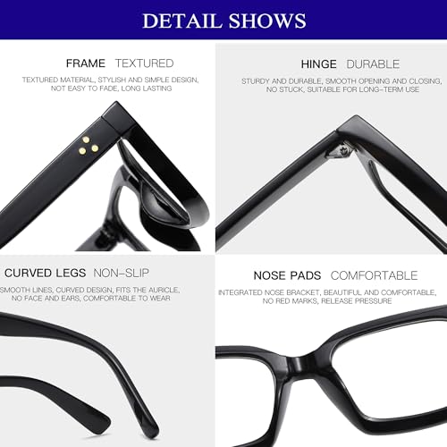 Teumire Classic Clear Lens Glasses for Women Men Thick Square Frame Eyewear Non Prescription Eyeglasses 2 Pack
