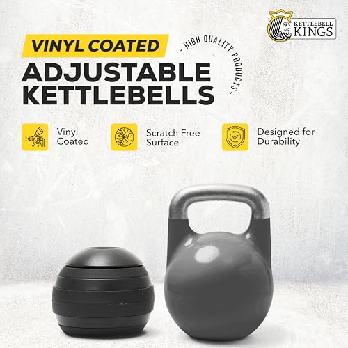 Kettlebell Kings Adjustable Kettlebell Set, 26-70 lb - Strength Training Kettlebells with 7 Plates - Secure Lock System an...