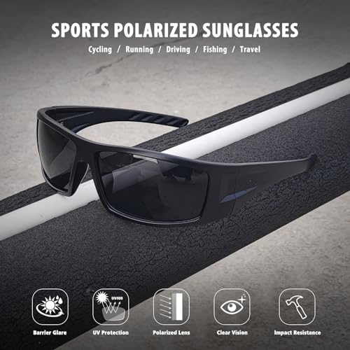 Ofwin Polarized Sports Sunglasses for Men Women Unbreakable Frame Cycling Fishing Wrap Around Sunglasses UV400 Protection
